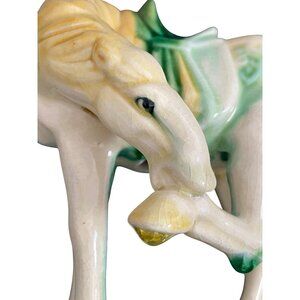 VTG Chinese Horse Tang Sancai Majolica Blue Glazed Ceramic Pottery Figurine